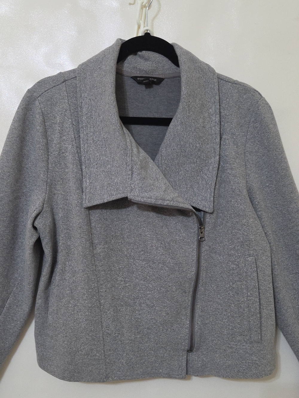 Banana Republic Women's Gray Asymmetrical Zip Moto Jacket - Size XL